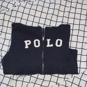Vintage Polo Zip Up Hoodie (Navy)(S)